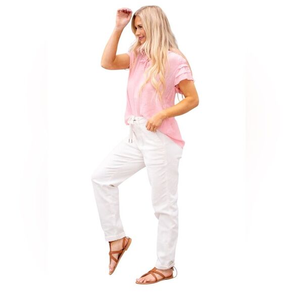 Judy Blue Heather High Rise Cuffed Jogger Womens Size 13 or 31 White NEW - Picture 1 of 13